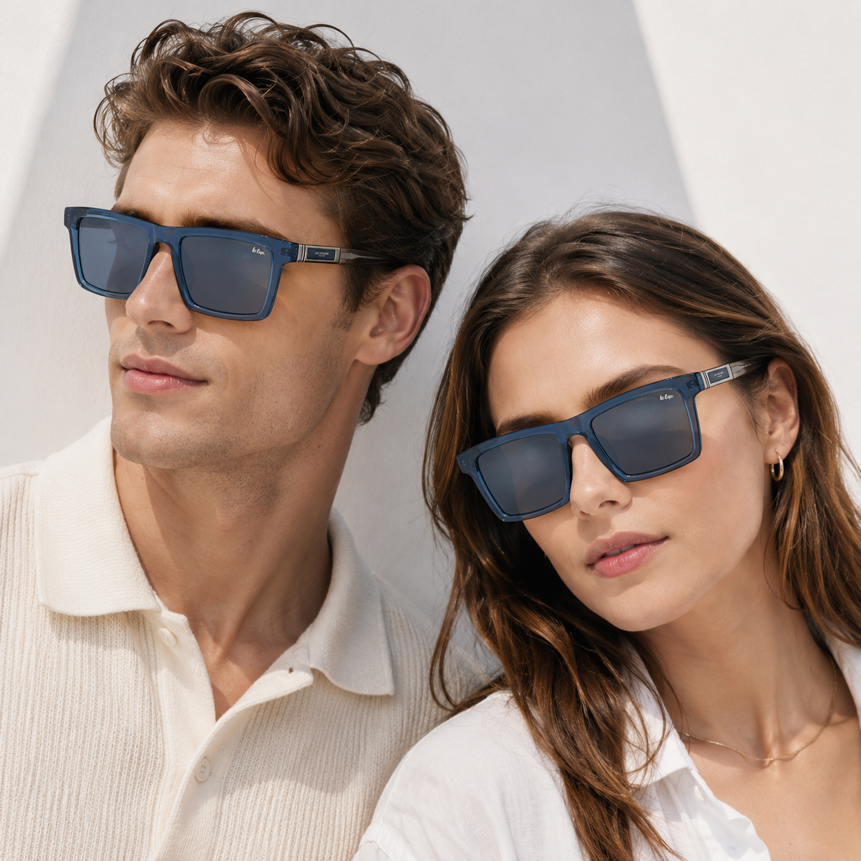 Lee Cooper Men's Polarized square Sunglasses - shiny transparent blue  - LCM11009C6