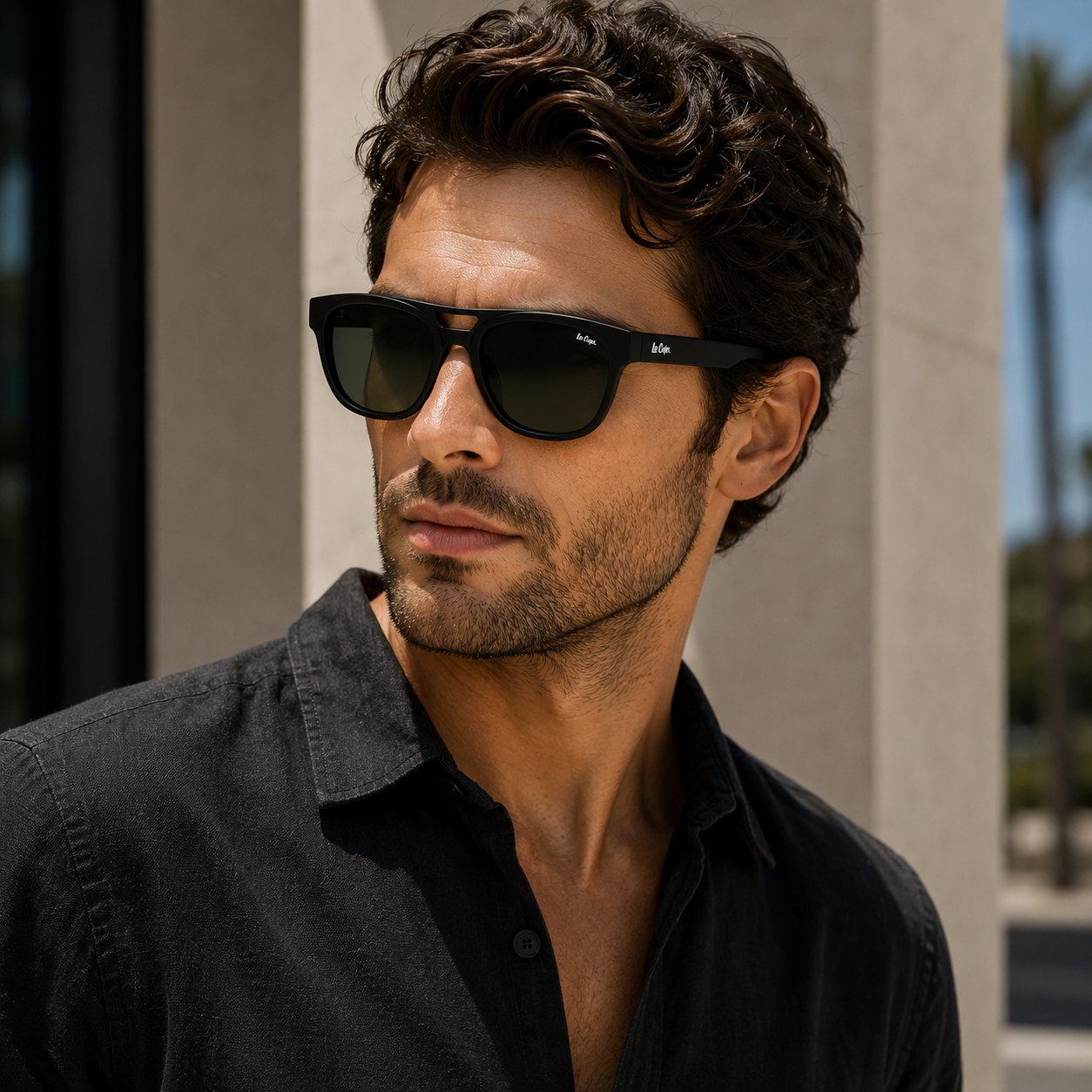 Lee Cooper Men's Oval Sunglasses - Black - LCM11017C1