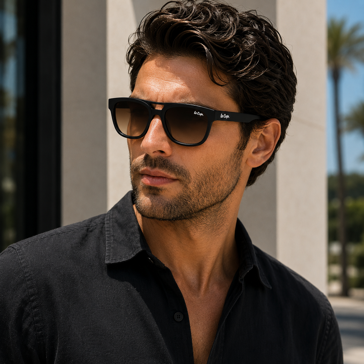 Lee Cooper Men's Oval Sunglasses - Black - LCM11017C5