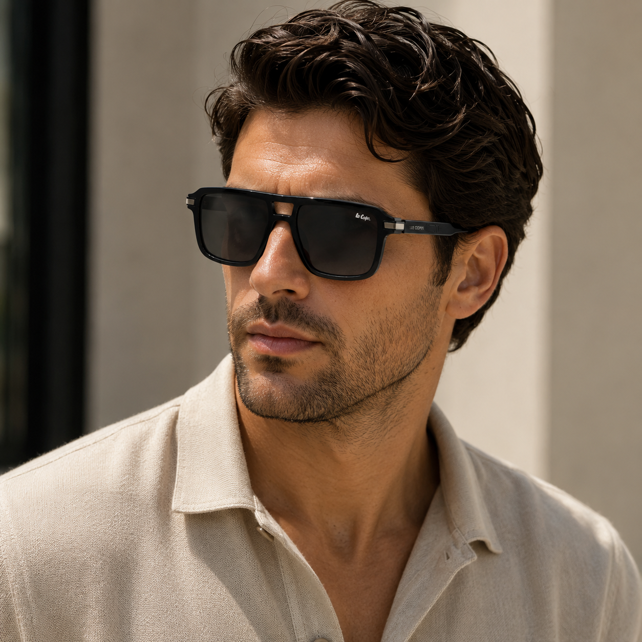 Lee Cooper Men's Polarized square Sunglasses - shiny black  - LCM11010C1