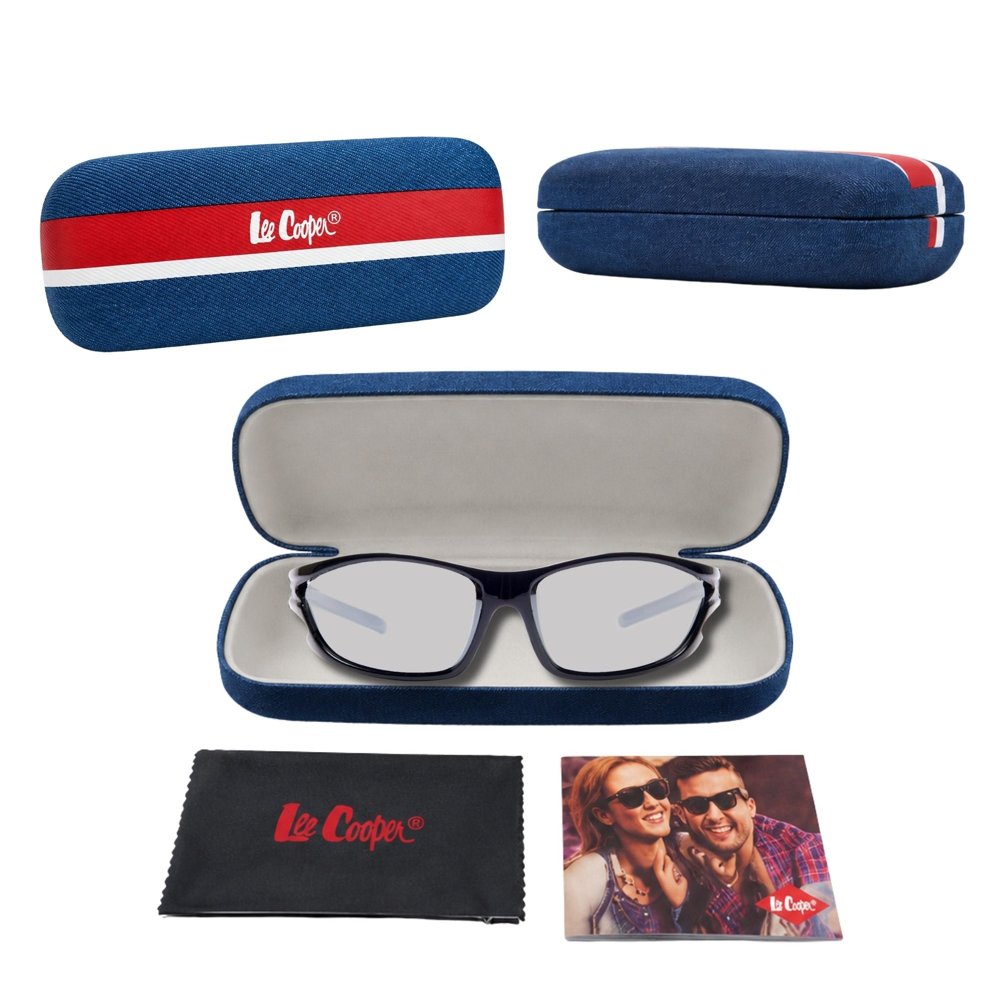 Lee Cooper Polarized Sports Sunglasses for Boys & Girls with Silver Mirrored TAC Lenses, Black Full-Rim Polycarbonate Wraparound Frame | LCK101C01