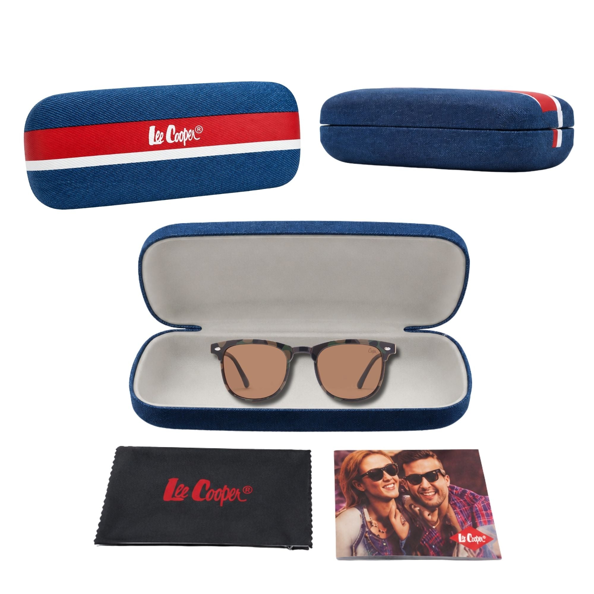 Lee Cooper Polarized Classic Square Sunglasses for Boys & Girls with Brown TAC Lenses and Brown Camouflage-Pattern Full-Rim Polycarbonate Frame | LCK105C02
