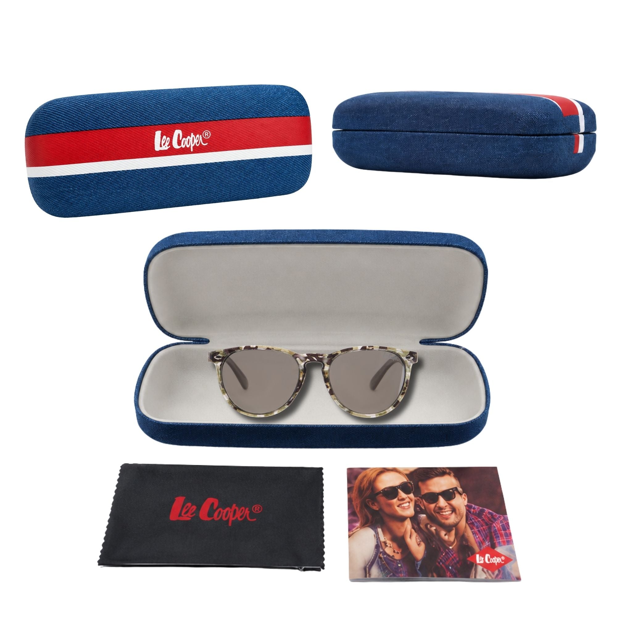 Lee Cooper Polarized Sunglasses for Boys & Girls with Silver Mirrored Round TAC Lenses, Grey Printed Full-Rim Polycarbonate Frame | LCK106C03