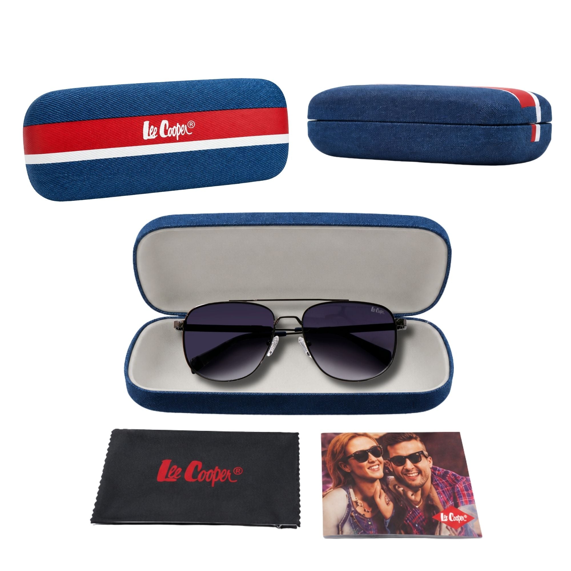 Lee Cooper Non-Polarized Aviator Sunglasses for Men with Gradient Grey Nylon Lenses, Gunmetal Full-Rim Metal Frame and Double-Bridge Design | LCM10245C3