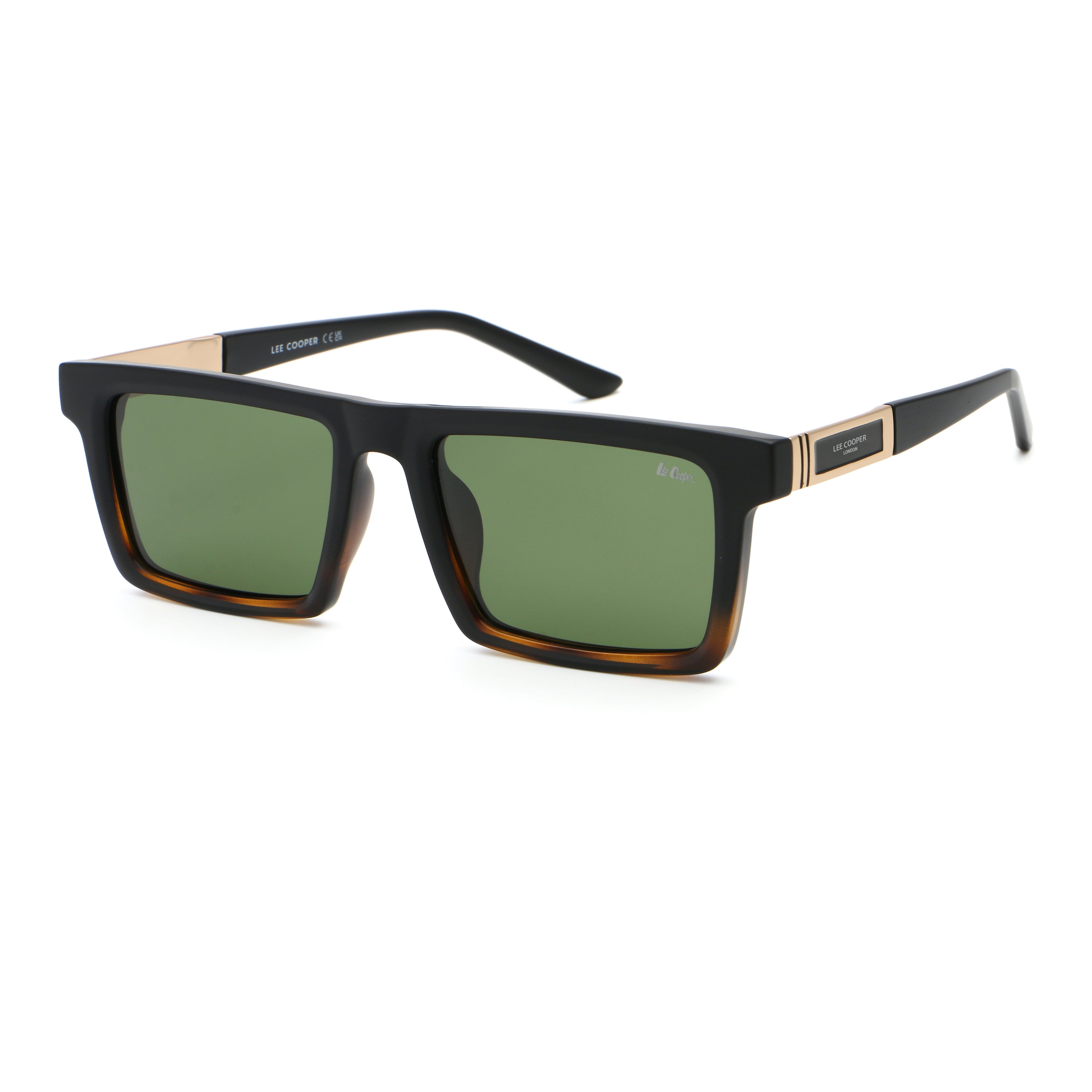 Lee Cooper Men's Polarized square Sunglasses - matte black to demi  - LCM11009C5
