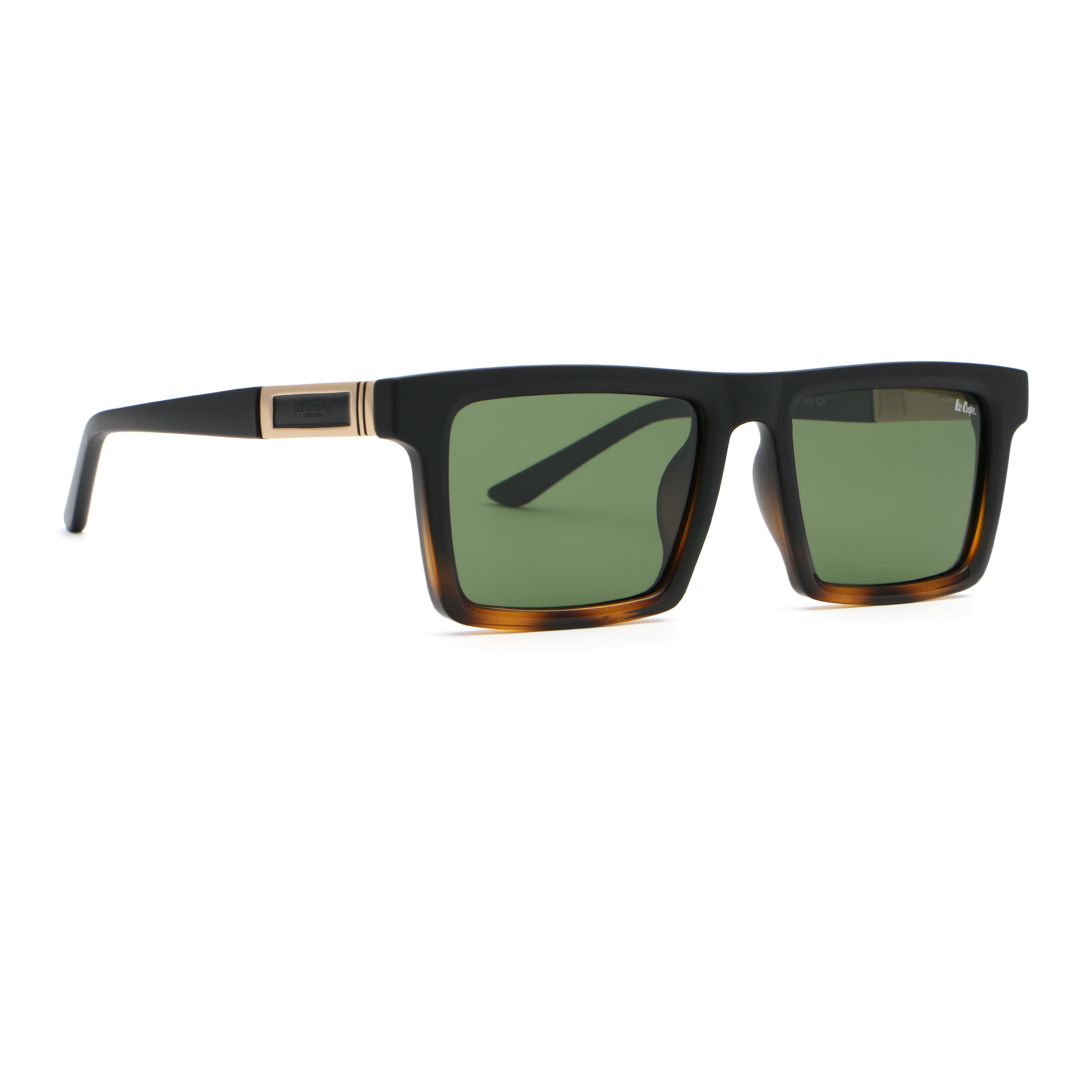 Lee Cooper Men's Polarized square Sunglasses - matte black to demi  - LCM11009C5