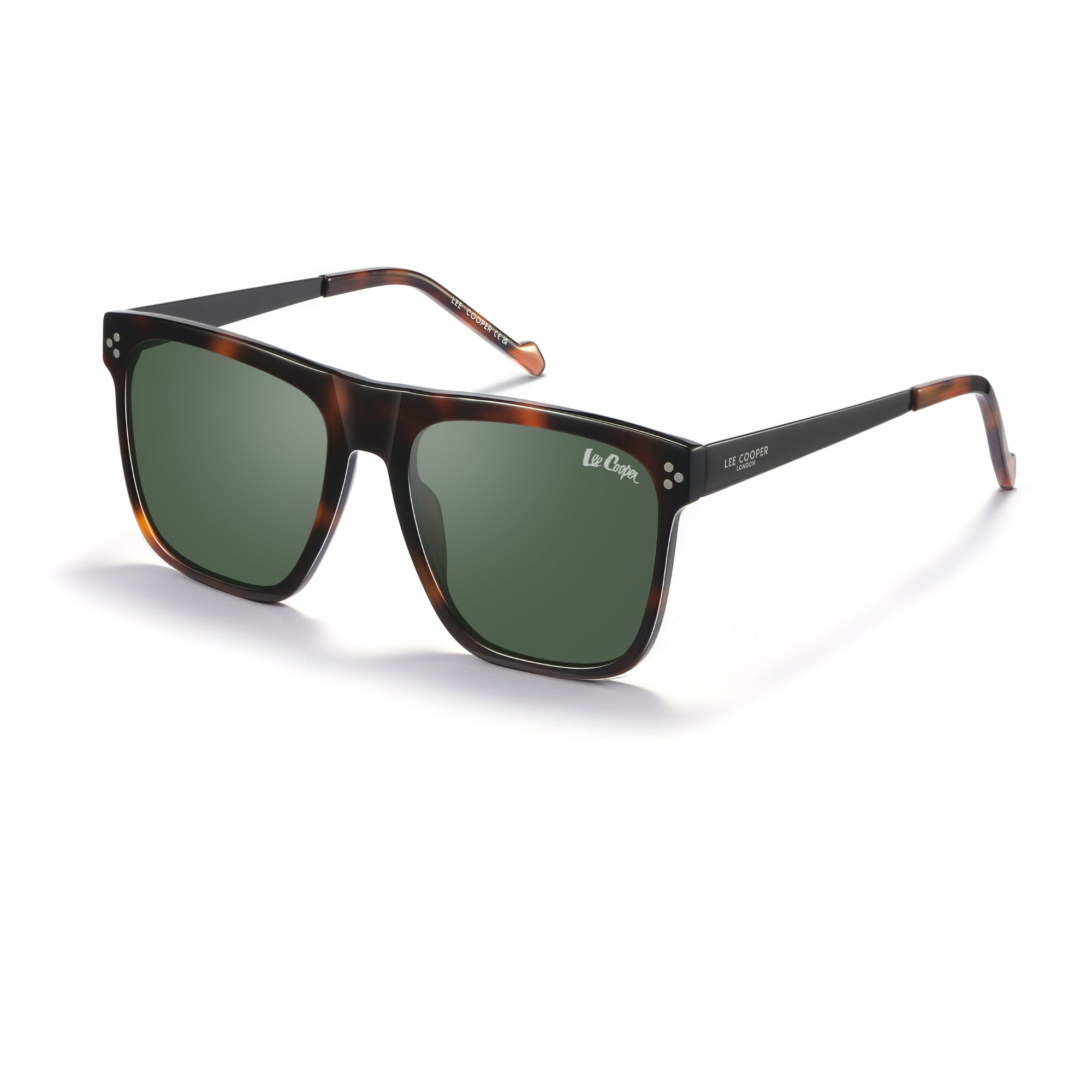 Lee Cooper Sunglasses for Men with Shiny Demi & Matt Black Acetate Frame, Size 55-19-145 | LCM10031C3