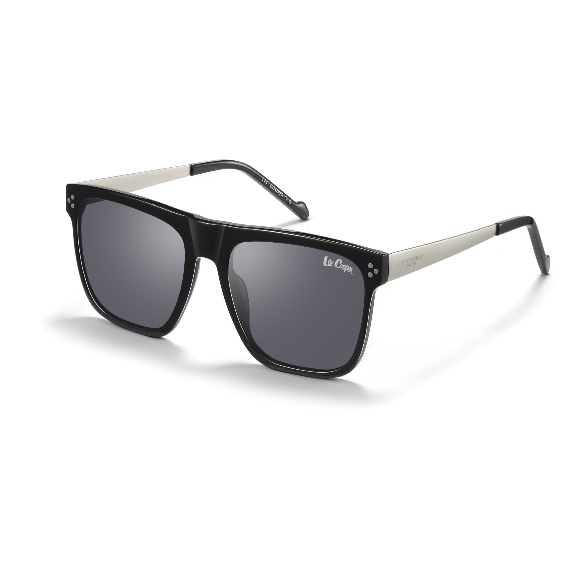 Lee Cooper Sunglasses for Men with Black Silver Acetate Frame, Size 55-19-145 | LCM10031C4